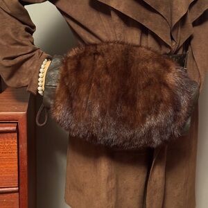 Vintage Brown Mink Fur Hand Warmer